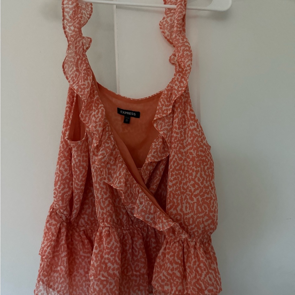 Express Vibrant Orange Ruffle Top